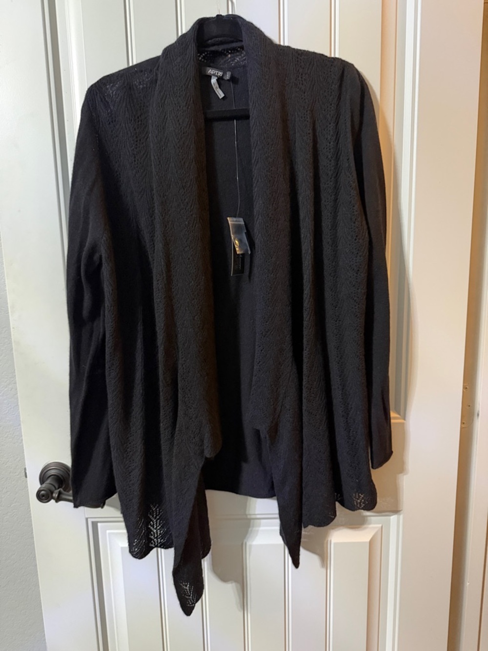 Apt. 9 Women's Black Draped Open-Front Cashmere  Cardigan